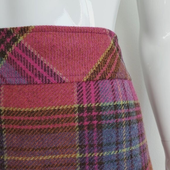 L.L. Bean Pink Plaid Wool Pencil Skirt - Picture 8 of 10